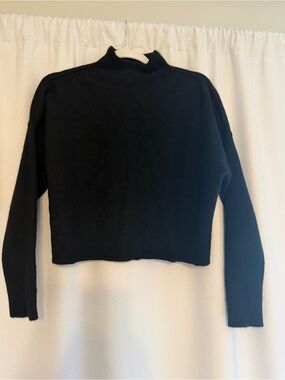 Anthropologie Black Cropped Mock Neck Sweater - 100% Cashmere